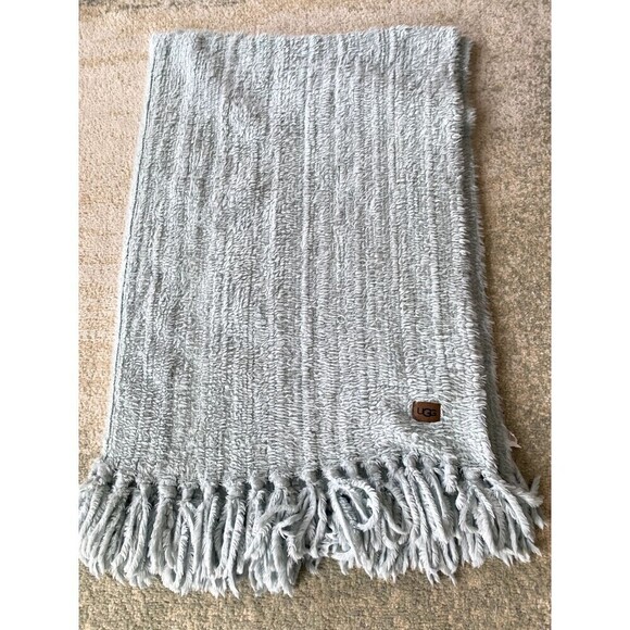 Ugg Plush Throw Blanket 66”x48” Soft Deep Turquoise Green Fringe Meadow Faux Fur - Picture 1 of 5